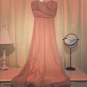 J crew rose colored chiffon maxi bridesmaids dress